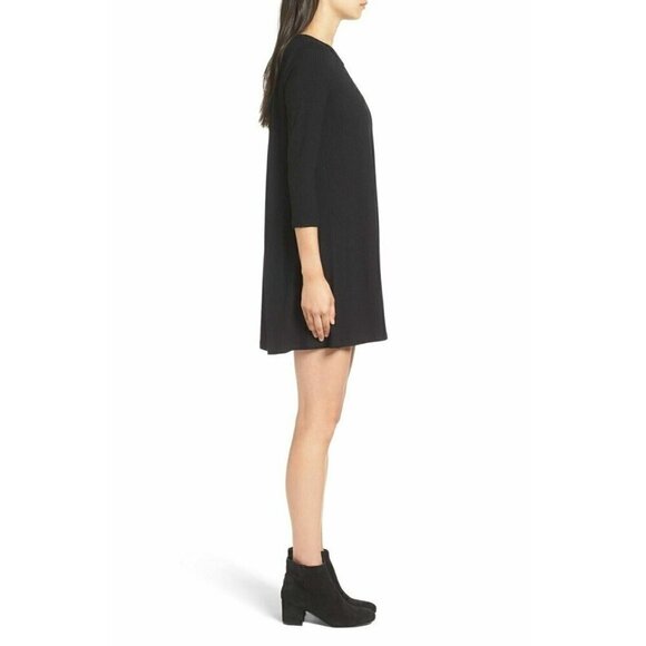 Lush Women's 'Leah' Knit Shift Keyhole Pleated Dress Size Small Black - Picture 9 of 12